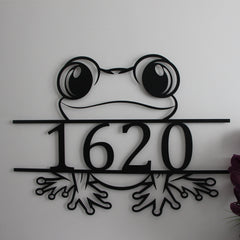Cute Frog House Number Sign