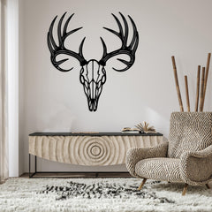 Deer Skull Antlers Metal Wall Decor