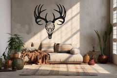 Deer Skull Antlers Metal Wall Decor