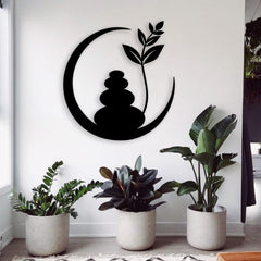 Minimalist Balancing Stones Metal Wall Art