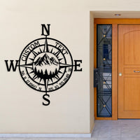 Custom Metal Compass Sign: Mountain Address Wall Art
