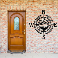 Custom Metal Compass Sign: Mountain Address Wall Art