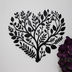 Boho Floral Heart Metal Wall Decor
