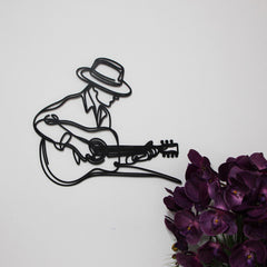 Guitar Player Metal Line Wall Art