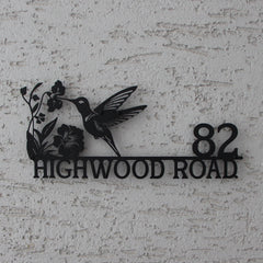 Hummingbird Custom House Number Sign