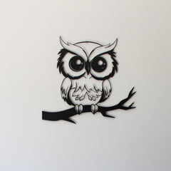 Silly Owl on Branch Metal Wall Decor