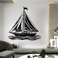 Elegant Sailboat on Ocean Waves Metal Wall Decor