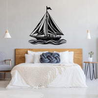 Elegant Sailboat on Ocean Waves Metal Wall Decor