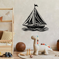 Elegant Sailboat on Ocean Waves Metal Wall Decor