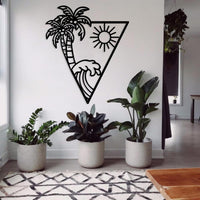 Great Waves and Palm Tree Metal Wall Art
