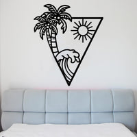 Great Waves and Palm Tree Metal Wall Art