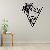 Great Waves and Palm Tree Metal Wall Art