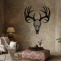 Deer Skull Antlers Metal Wall Decor