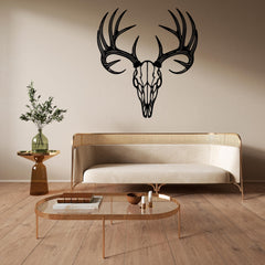 Deer Skull Antlers Metal Wall Decor