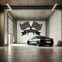 Personalized Checkered Flag Racing Sign
