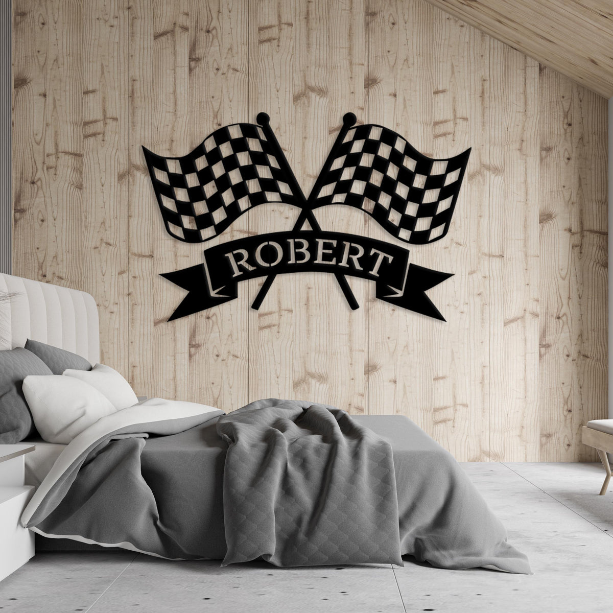 Personalized Checkered Flag Racing Sign