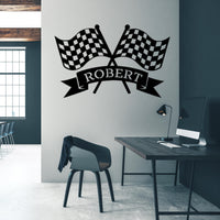 Personalized Checkered Flag Racing Sign