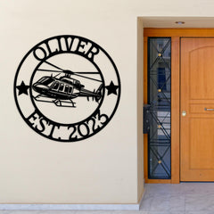Personalized Helicopter Metal Sign