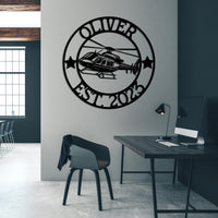 Personalized Helicopter Metal Sign