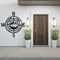 Custom Metal Compass Sign: Mountain Address Wall Art