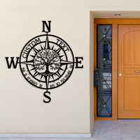 Custom Metal Compass Coordinates Sign