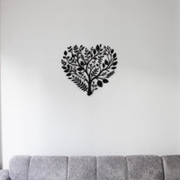 Boho Floral Heart Metal Wall Decor