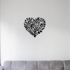 Boho Floral Heart Metal Wall Decor