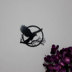 Guardian of the Night: Gothic Raven Metal Wall Art