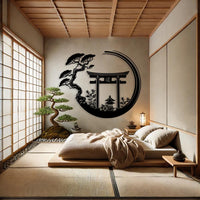 Enso Circle with Torii Gate Metal Wall Decor