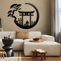 Enso Circle with Torii Gate Metal Wall Decor
