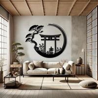Enso Circle with Torii Gate Metal Wall Decor