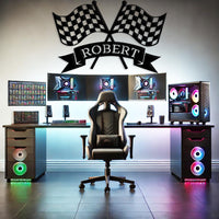Personalized Checkered Flag Racing Sign