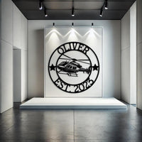 Personalized Helicopter Metal Sign