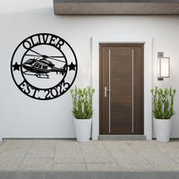 Personalized Helicopter Metal Sign