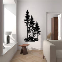 A Family of Pines on a Rock Metal Wall Art