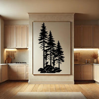 A Family of Pines on a Rock Metal Wall Art