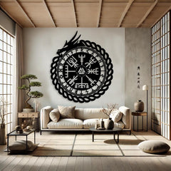 Majestic Ouroboros with Vegvisir Wall Decor
