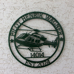 Personalized Helicopter Metal Sign