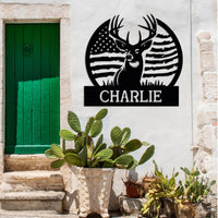 Custom Us Flag Deer Hunting Sign