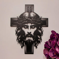 Jesus Metal Wall Art: Christian Cross Decor