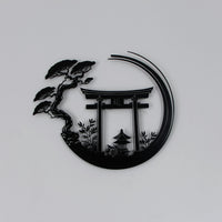 Enso Circle with Torii Gate Metal Wall Decor