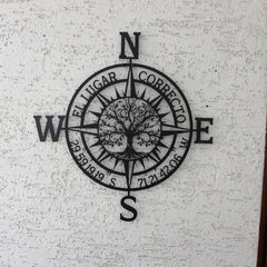 Custom Metal Compass Coordinates Sign