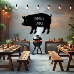 Custom Bbq Pig Metal Sign