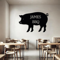 Custom Bbq Pig Metal Sign