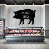 Custom Bbq Pig Metal Sign