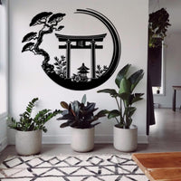 Enso Circle with Torii Gate Metal Wall Decor