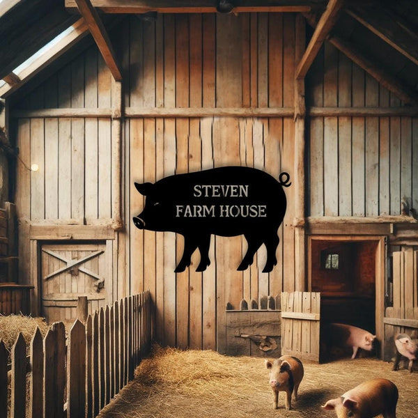 Custom Bbq Pig Metal Sign