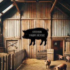 Custom Bbq Pig Metal Sign