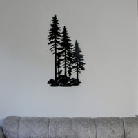 A Family of Pines on a Rock Metal Wall Art