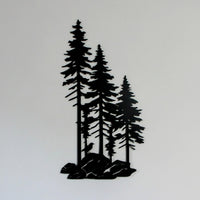 A Family of Pines on a Rock Metal Wall Art